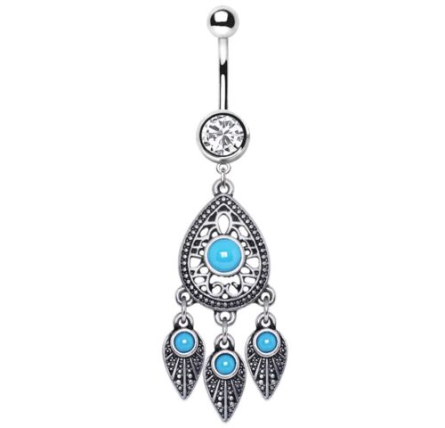 Turquoise dreamcatcher belly bar