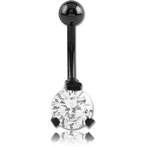 Black steel belly bar with crystal
