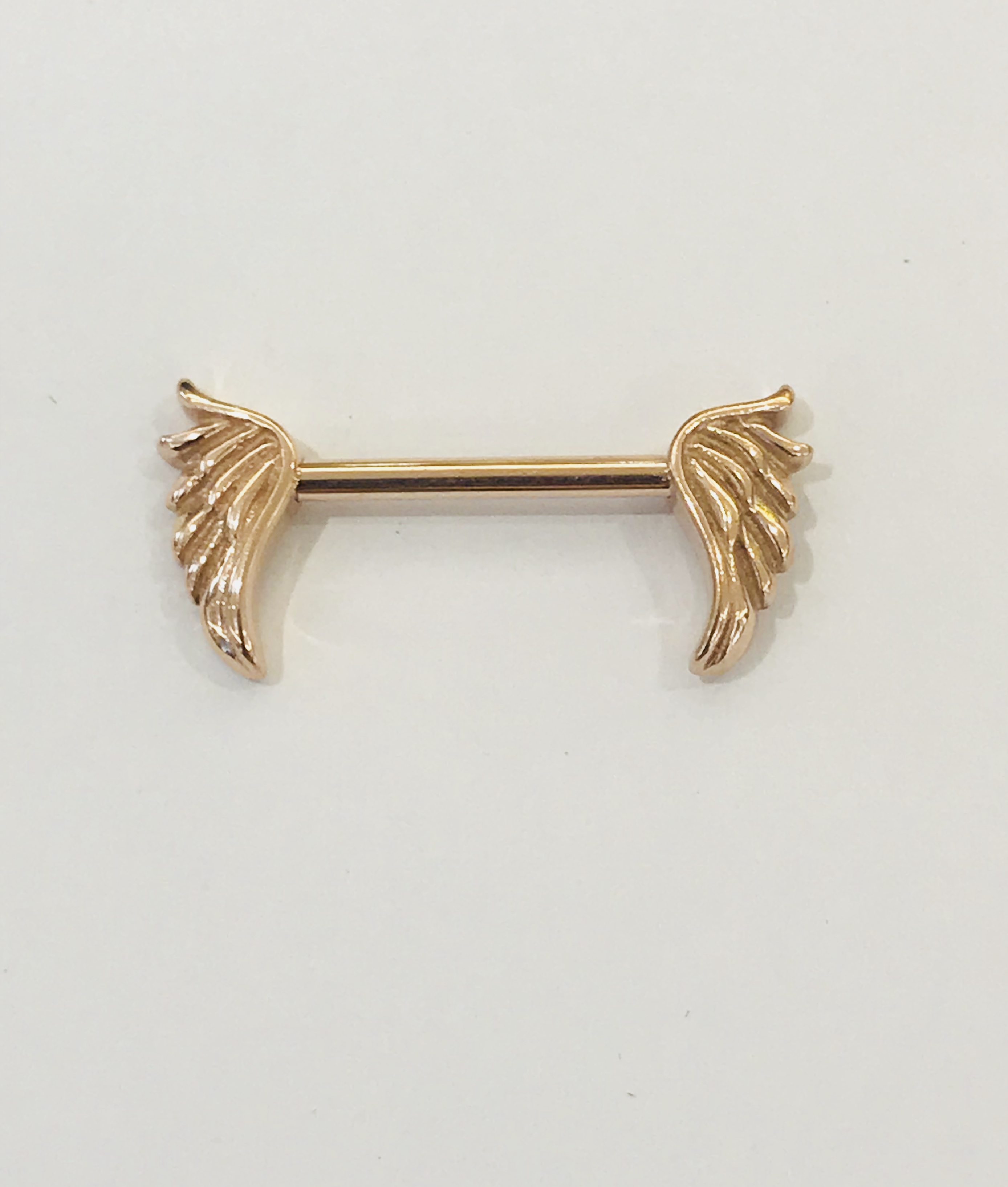 Rose Gold Plated Wings Nipple Bar - Angel Body Jewellery