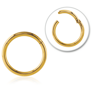 22ct Gold Plated Titanium Hinged Nose Ring - Angel Body Jewellery