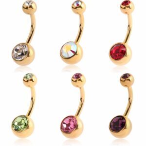 Gold Plated Classic Navel Bar - Angel Body Jewellery