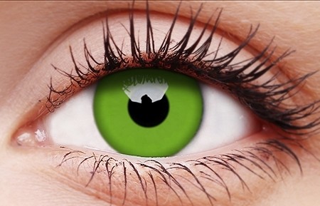 Glow green contact lens