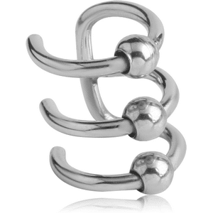 Illusion 3 Ring Ear Cuff with Balls