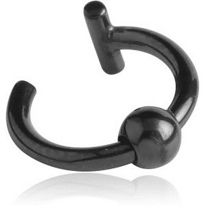 Black steel single ear cuff with balls