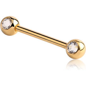 Gold plated Barbell with crystal ends