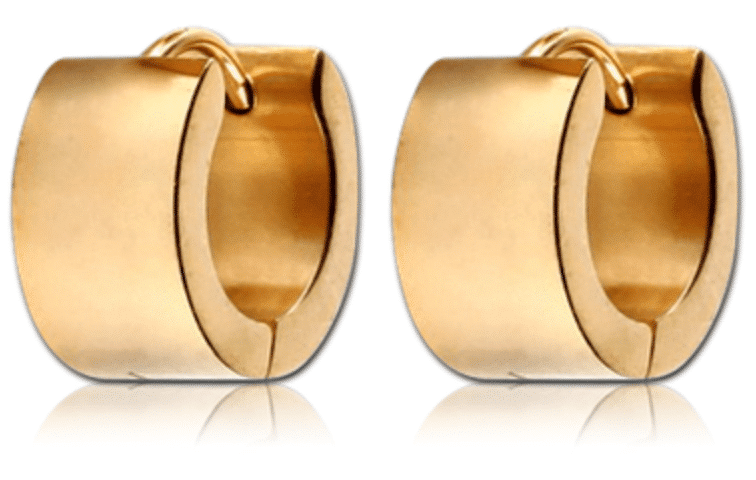 Gold plated wide huggie earring