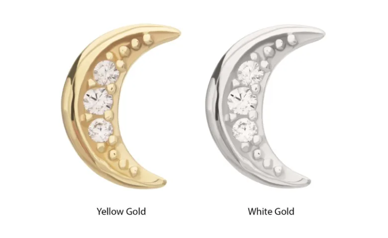 Invictus 14K Solid Gold CZ Moon with labret bar